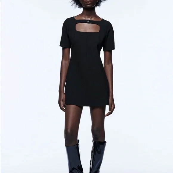 black cut out dress zara CUT-OUT back cape dress Zara | Dresses | Zara